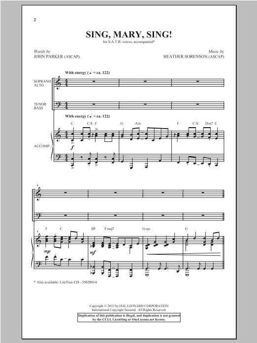 Sing, Mary Sing! (SATB Choir) von Heather Sorenson