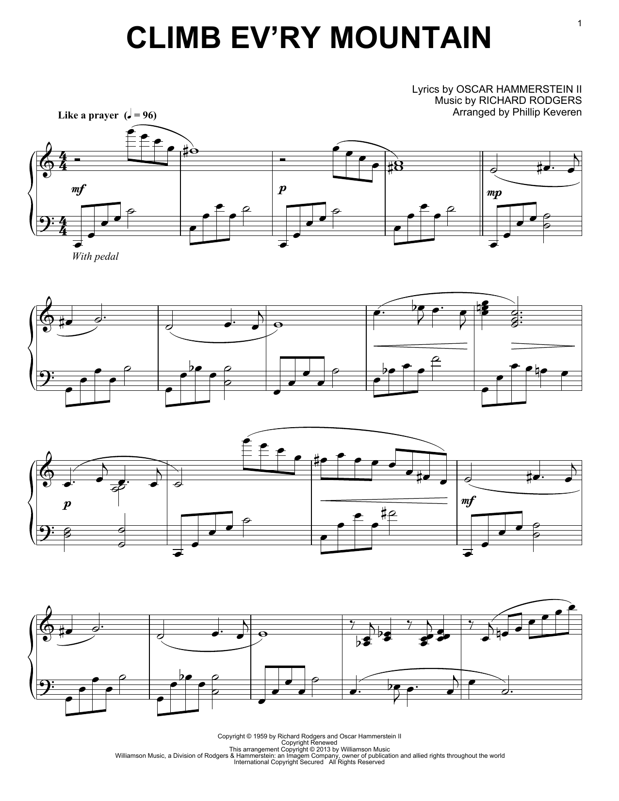 Climb Ev'ry Mountain (from The Sound Of Music) (arr. Phillip Keveren) (Piano Solo) von Rodgers & Hammerstein