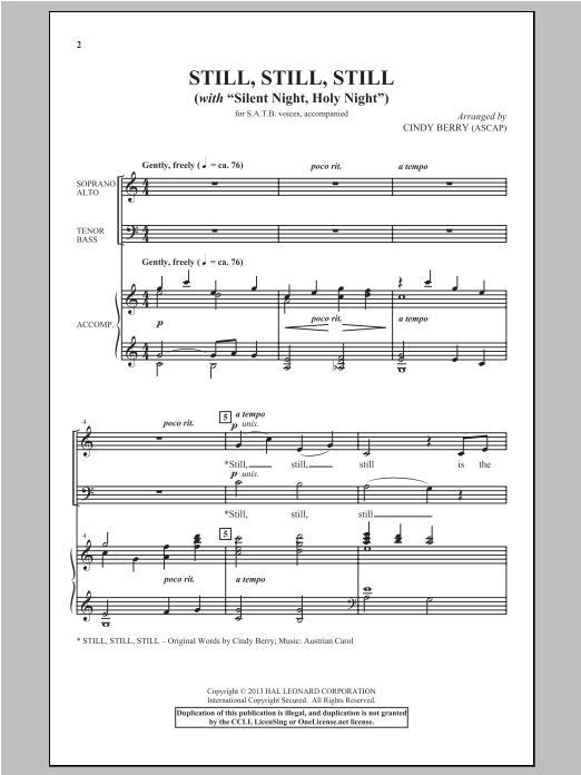 Silent Night (SATB Choir) von Cindy Berry