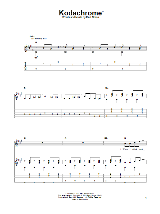 Kodachrome TM (Solo Guitar) von Simon & Garfunkel