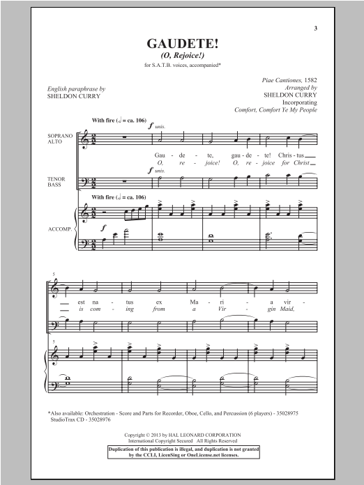 Gaudete! (O, Rejoice!) (SATB Choir) von Sheldon Curry