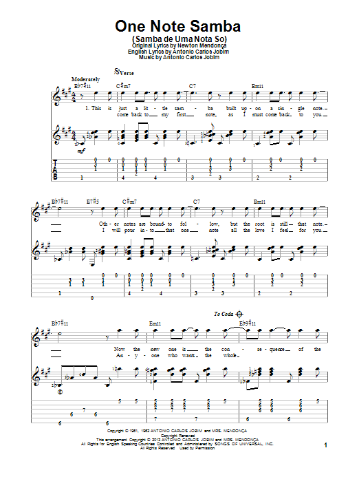 One Note Samba (Samba De Uma Nota So) (Solo Guitar) von Antonio Carlos Jobim