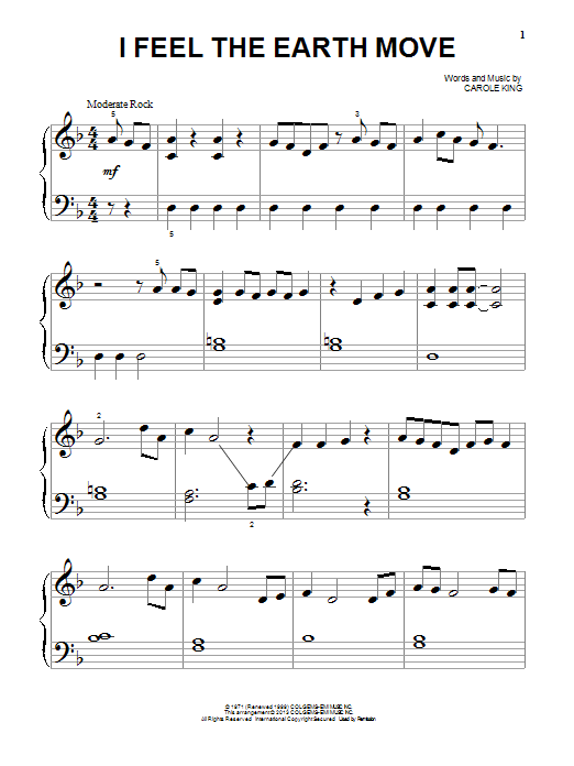 I Feel The Earth Move (Big Note Piano) von Carole King