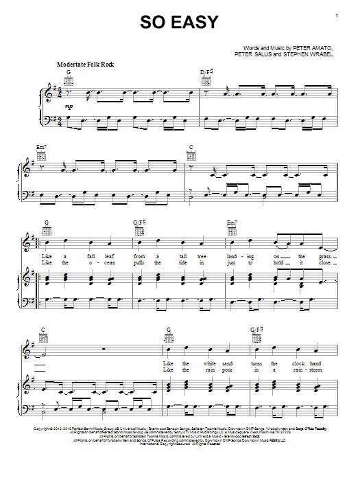 So Easy (Piano, Vocal & Guitar Chords (Right-Hand Melody)) von Phillip Phillips