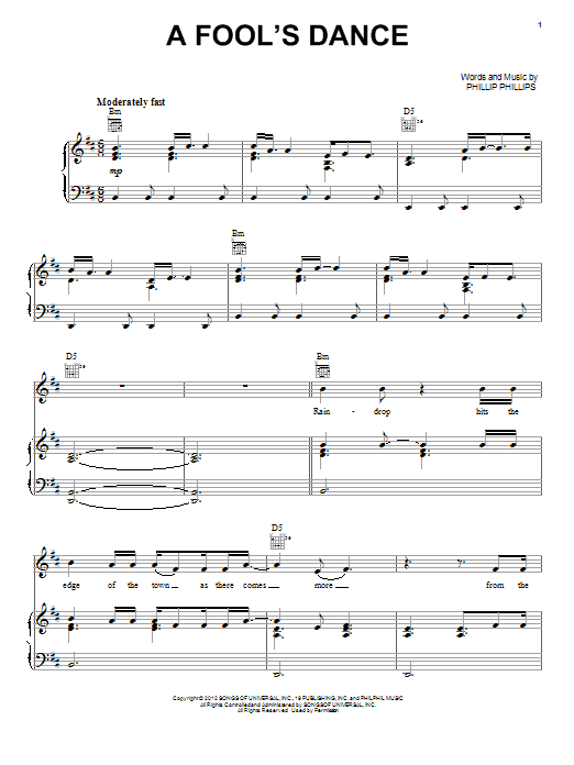 A Fool's Dance (Piano, Vocal & Guitar Chords (Right-Hand Melody)) von Phillip Phillips