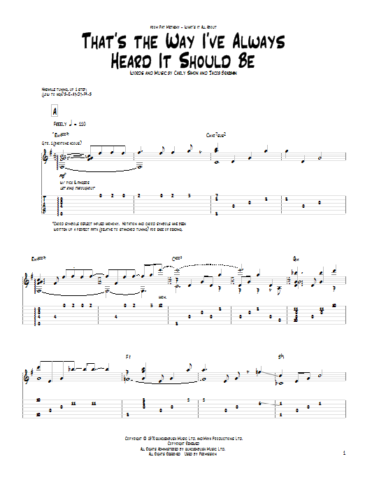 That's The Way I've Always Heard It Should Be (Guitar Tab) von Pat Metheny