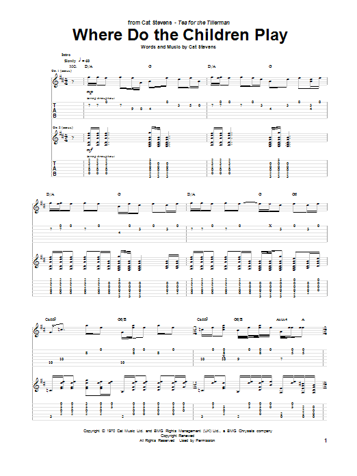 Where Do The Children Play (Guitar Tab) von Cat Stevens