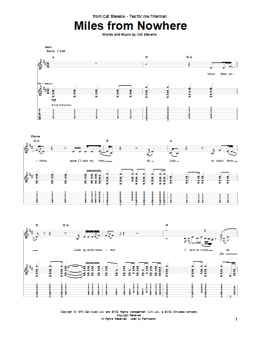 Miles From Nowhere (Guitar Tab) von Cat Stevens