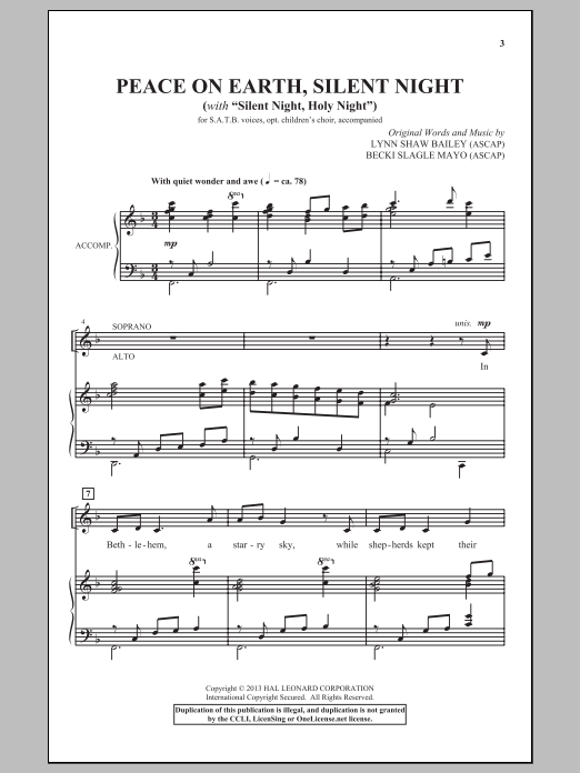 Peace On Earth, Silent Night (SATB Choir) von Lynn Shaw Bailey