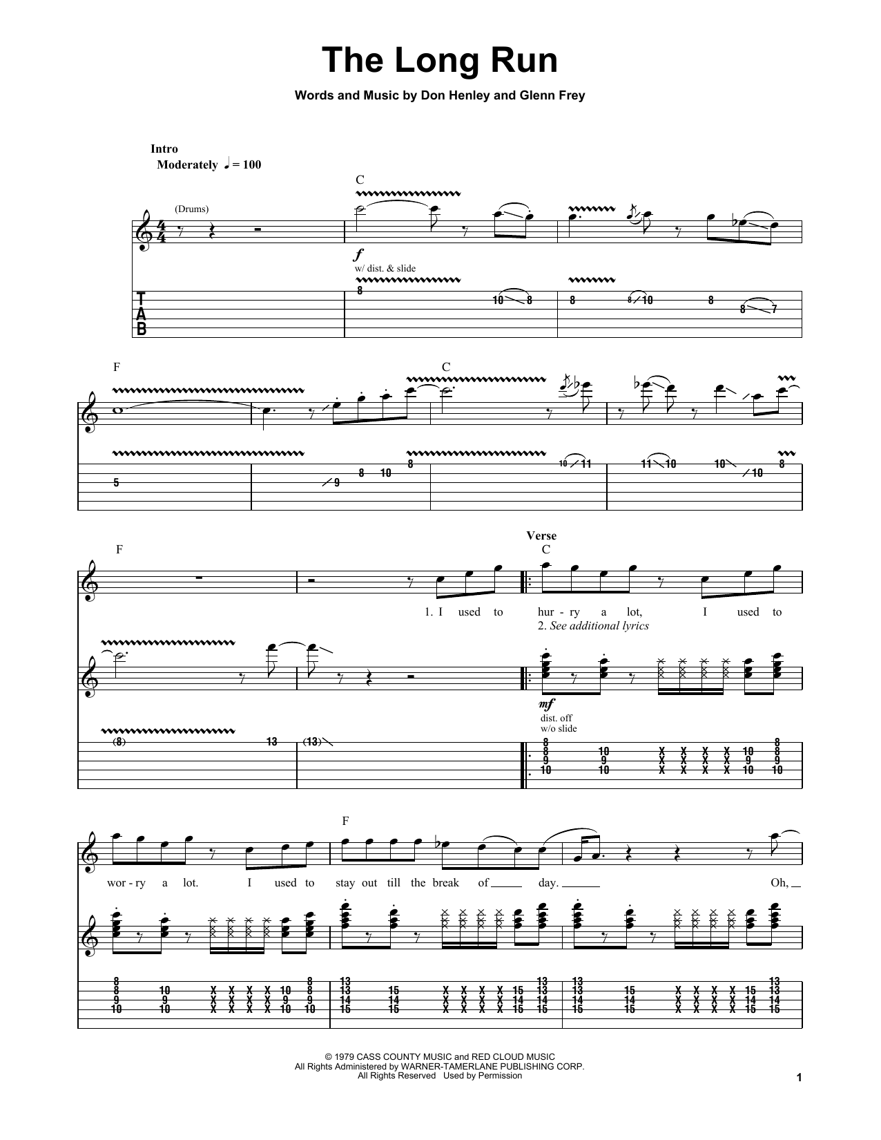 The Long Run (Guitar Tab (Single Guitar)) von Eagles