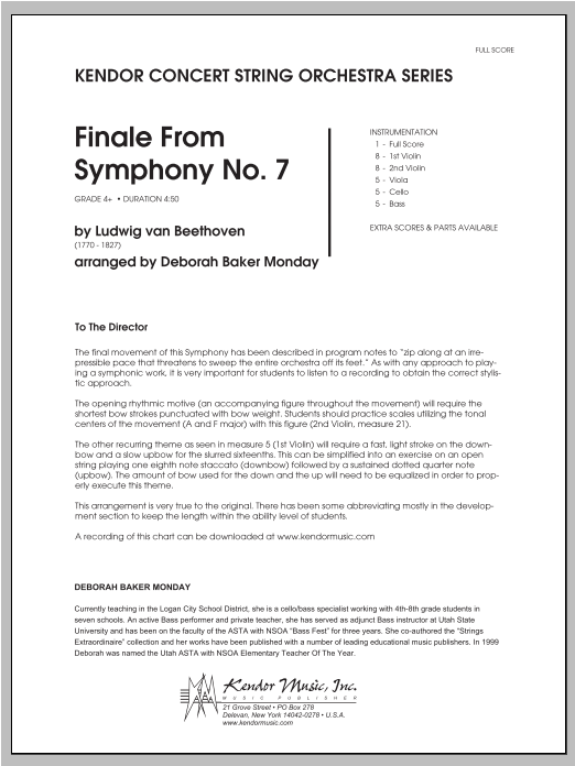 Finale From Symphony No. 7 - Full Score (Orchestra) von Monday