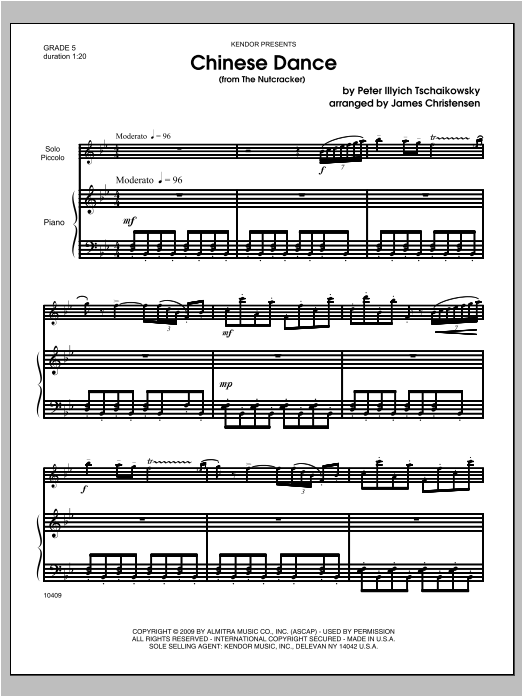 Chinese Dance (from The Nutcracker) - Piano/Score (Woodwind Solo) von Christensen