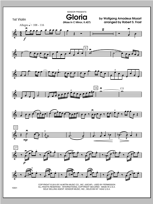Gloria (Mass In C Minor, K. 427) - Violin 1 (Orchestra) von Frost