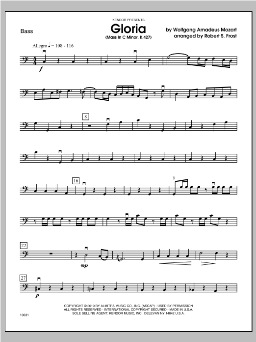 Gloria (Mass In C Minor, K. 427) - Bass (Orchestra) von Frost