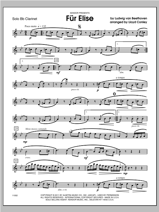 Fur Elise - Clarinet (Woodwind Solo) von Conley