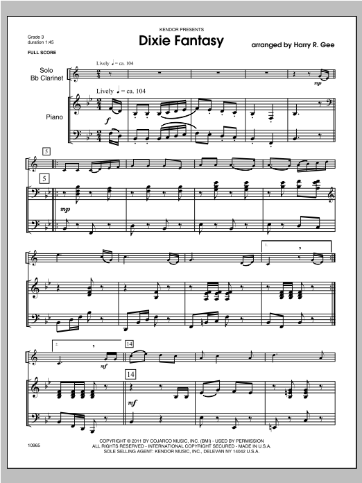 Dixie Fantasy - Piano/Score (Woodwind Solo) von Gee