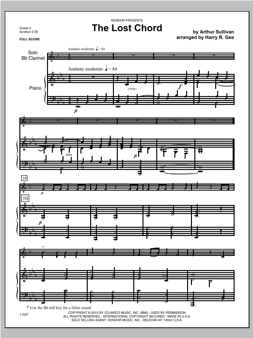 Lost Chord, The - Piano/Score (Woodwind Solo) von Gee