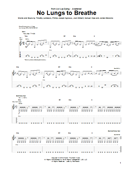 No Lungs To Breathe (Guitar Tab) von As I Lay Dying