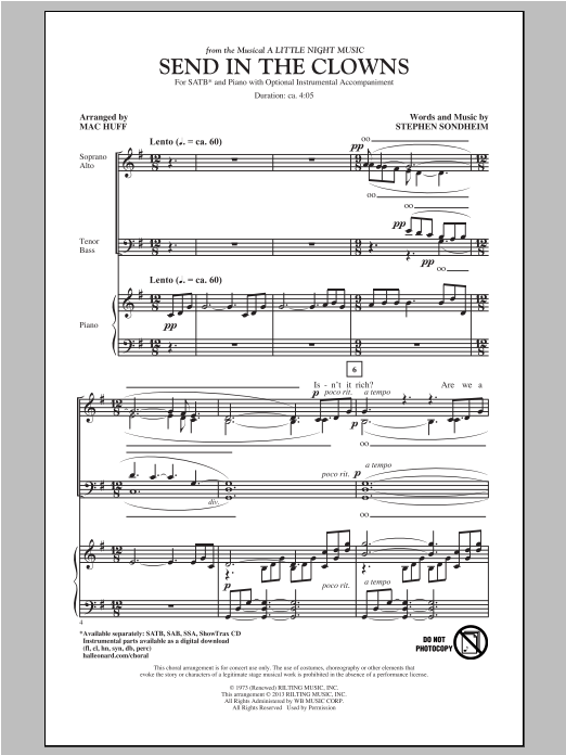 Send In The Clowns (SATB Choir) von Mac Huff