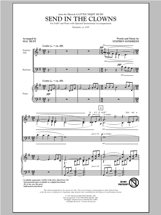 Send In The Clowns (from A Little Night Music) (arr. Mac Huff) (SAB Choir) von Stephen Sondheim