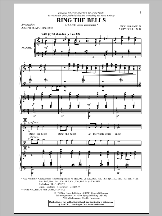 Ring The Bells (SATB Choir) von Joseph M. Martin