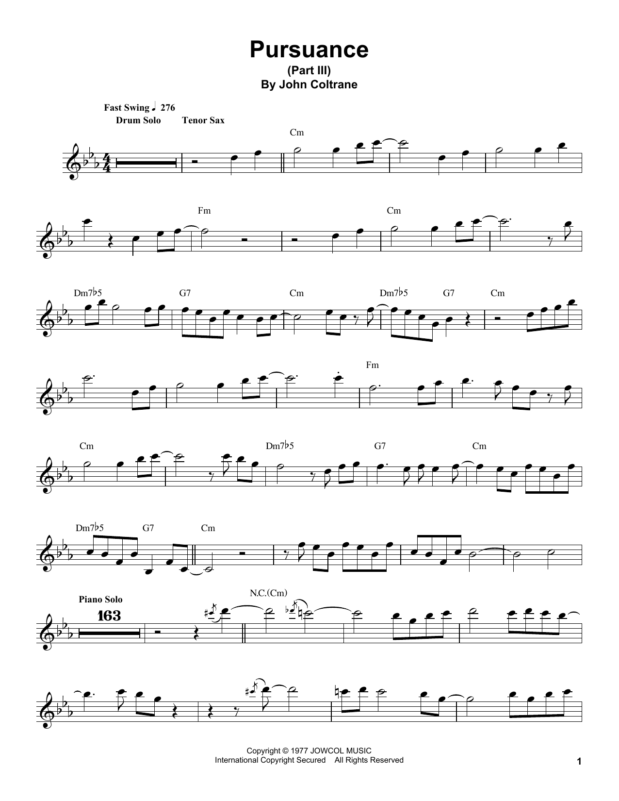 Pursuance (Tenor Sax Transcription) von John Coltrane