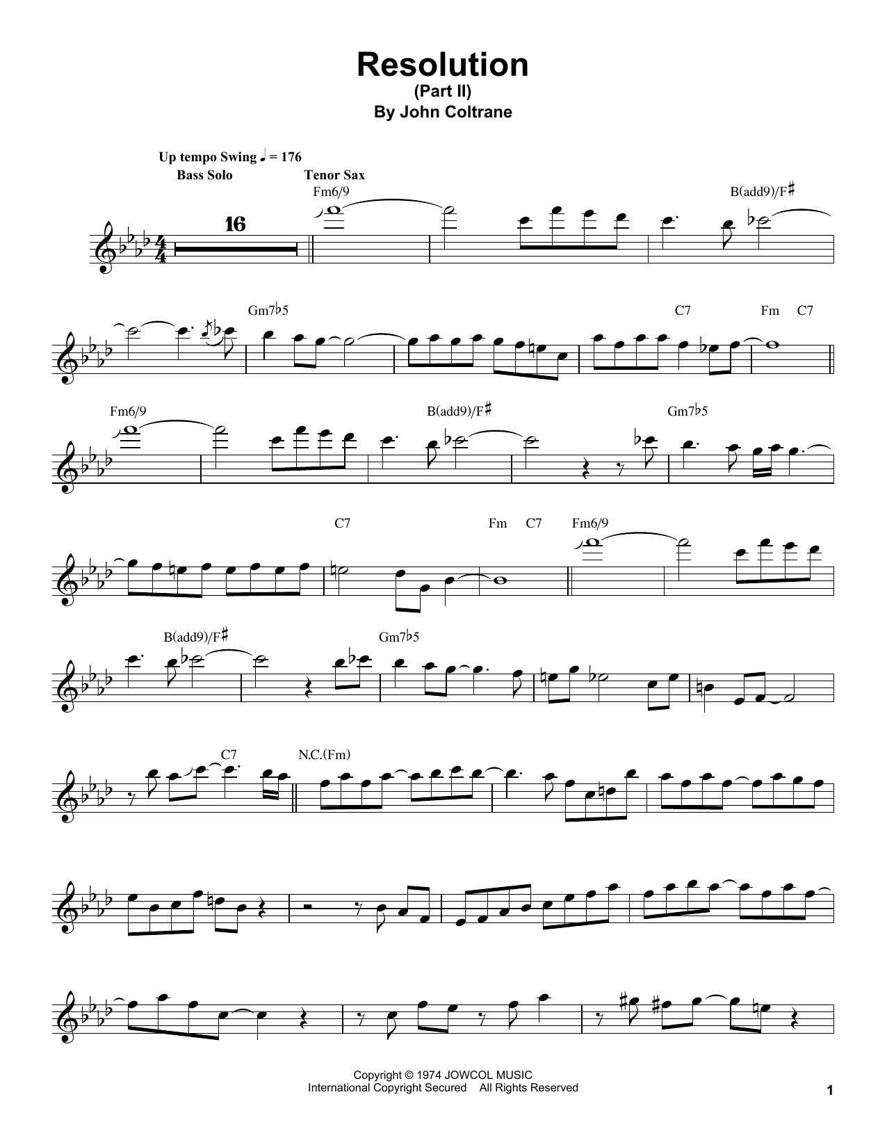 Resolution (Part II) (Tenor Sax Transcription) von John Coltrane