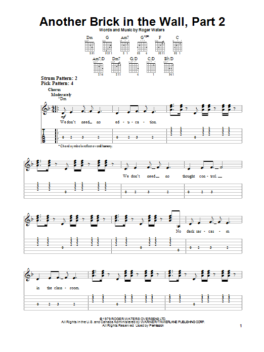 Another Brick In The Wall, Part 2 (Easy Guitar Tab) von Pink Floyd