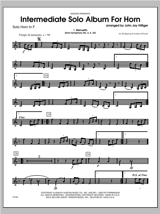 Intermediate Solo Album For Horn - Horn (Brass Solo) von Hilfiger