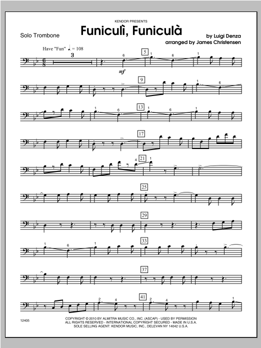 Funiculi, funicul - Trombone (Brass Solo) von Christensen