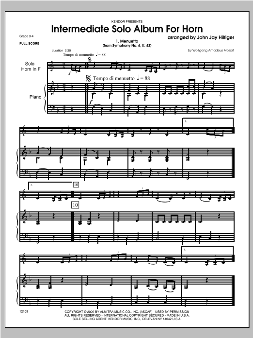 Intermediate Solo Album For Horn - Piano/Score (Brass Solo) von Hilfiger