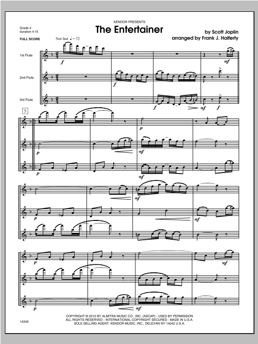 Entertainer, The - Full Score (Woodwind Ensemble) von Halferty