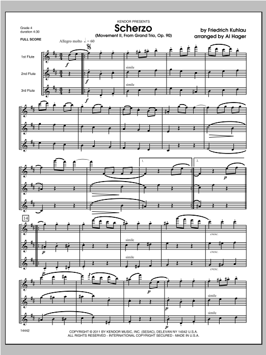 Scherzo (Movement II from Grand Trio, Op. 90) - Full Score (Woodwind Ensemble) von Hager