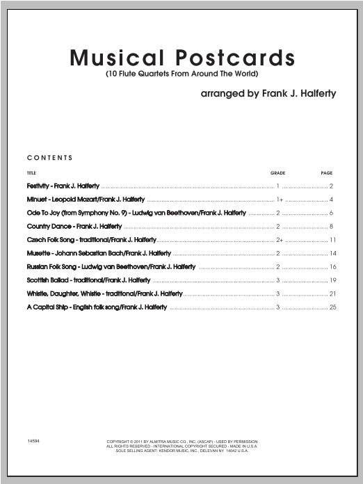 Musical Postcards (10 Flute Quartets From Around The World) - Full Score (Woodwind Ensemble) von Halferty