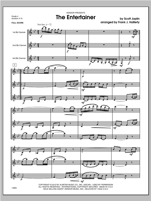 Entertainer, The - Full Score (Woodwind Ensemble) von Halferty