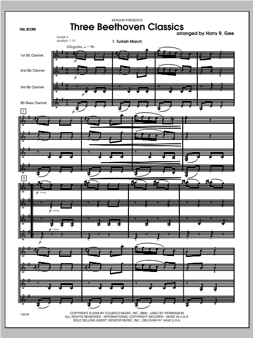 Three Beethoven Classics - Full Score (Woodwind Ensemble) von Gee