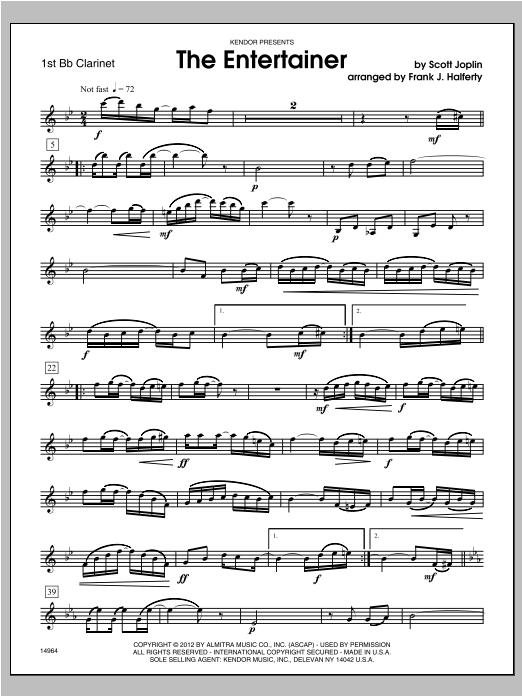 Entertainer, The - Clarinet 1 (Woodwind Ensemble) von Halferty