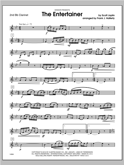 Entertainer, The - Clarinet 2 (Woodwind Ensemble) von Halferty
