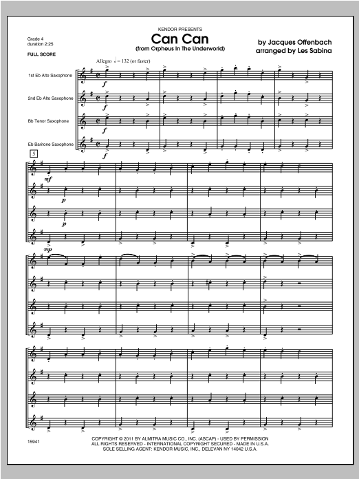 Can Can (from Orpheus In The Underworld) - Full Score (Woodwind Ensemble) von Les Sabina