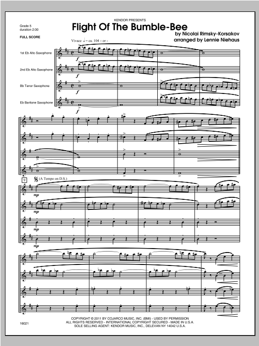 Flight Of The Bumble-Bee - Full Score (Woodwind Ensemble) von Niehaus