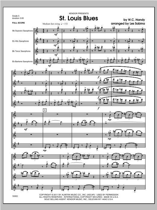 St. Louis Blues - Full Score (Woodwind Ensemble) von Les Sabina