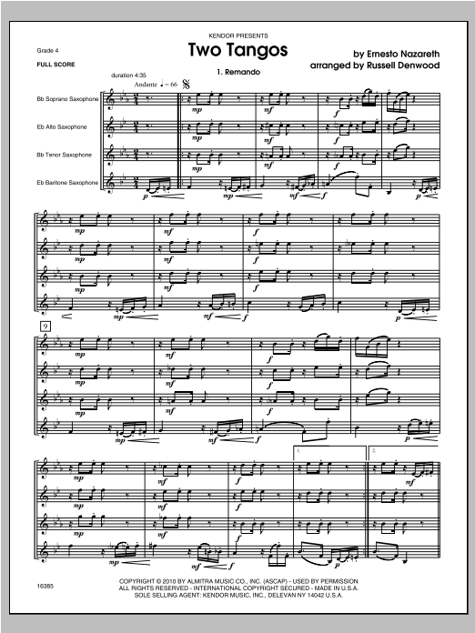 Two Tangos - Full Score (Woodwind Ensemble) von Denwood