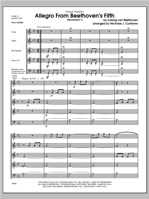 Allegro From Beethoven's Fifth (Movement 1) - Full Score (Woodwind Ensemble) von Contorno