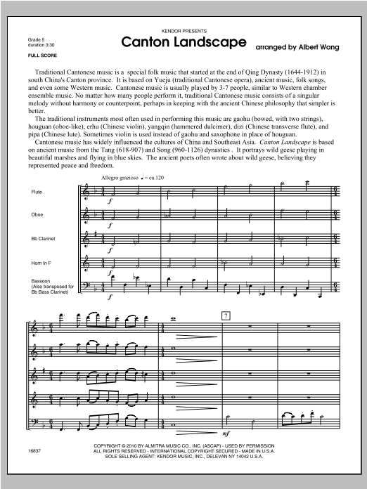 Canton Landscape - Full Score (Woodwind Ensemble) von Wang