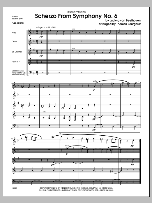 Scherzo From Symphony No. 6 - Full Score (Woodwind Ensemble) von Bourgault