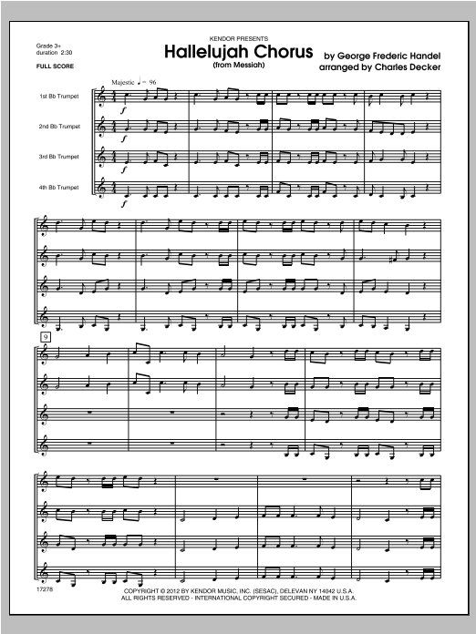 Hallelujah Chorus (from Messiah) - Full Score (Brass Ensemble) von Decker