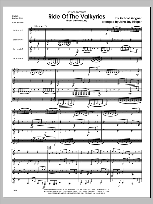 Ride Of The Valkyries (from Die Walkure) - Full Score (Brass Ensemble) von Hilfiger