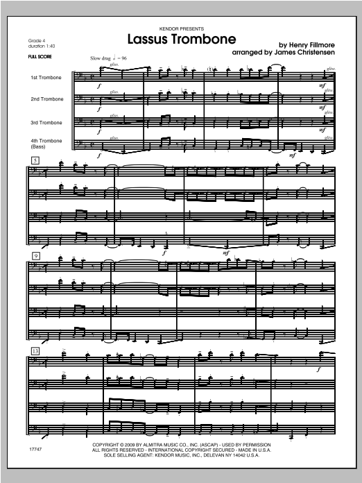 Lassus Trombone - Full Score (Brass Ensemble) von Christensen