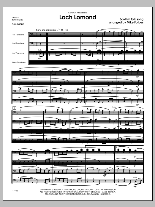 Loch Lomond - Full Score (Brass Ensemble) von Forbes