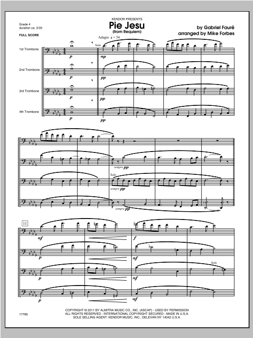 Pie Jesu (from Requiem) - Full Score (Brass Ensemble) von Forbes